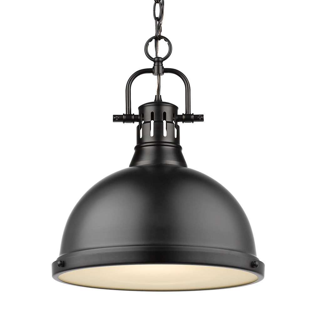 Yep by Golden Lighting Duncan 1-light 14in Chain Hung Pendant in Matte Black